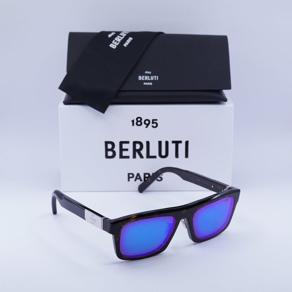 Berluti BL40003U 52X Rectangle Sunglasses - Havana/Blue - Picture 1 of 10